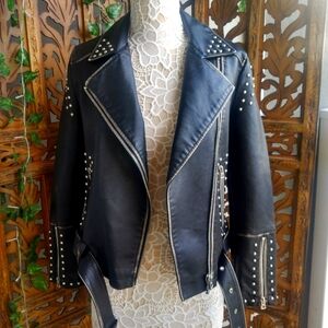 Top Shop Vegan Leather Jacket Women's US 6